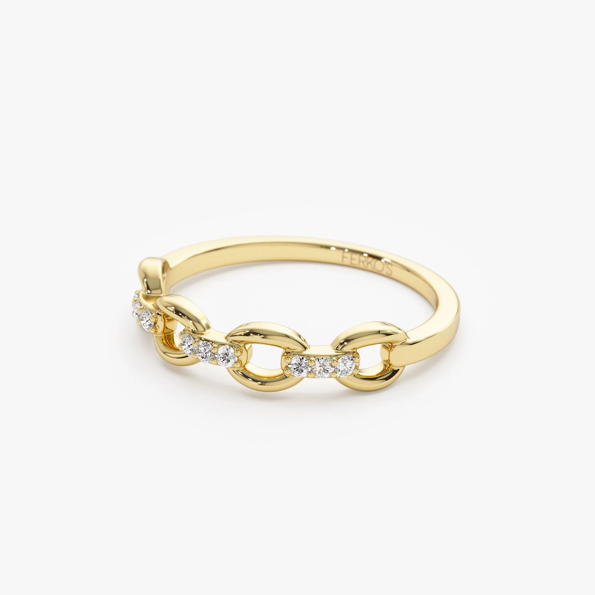 14K Cable Chain Link Diamond Ring