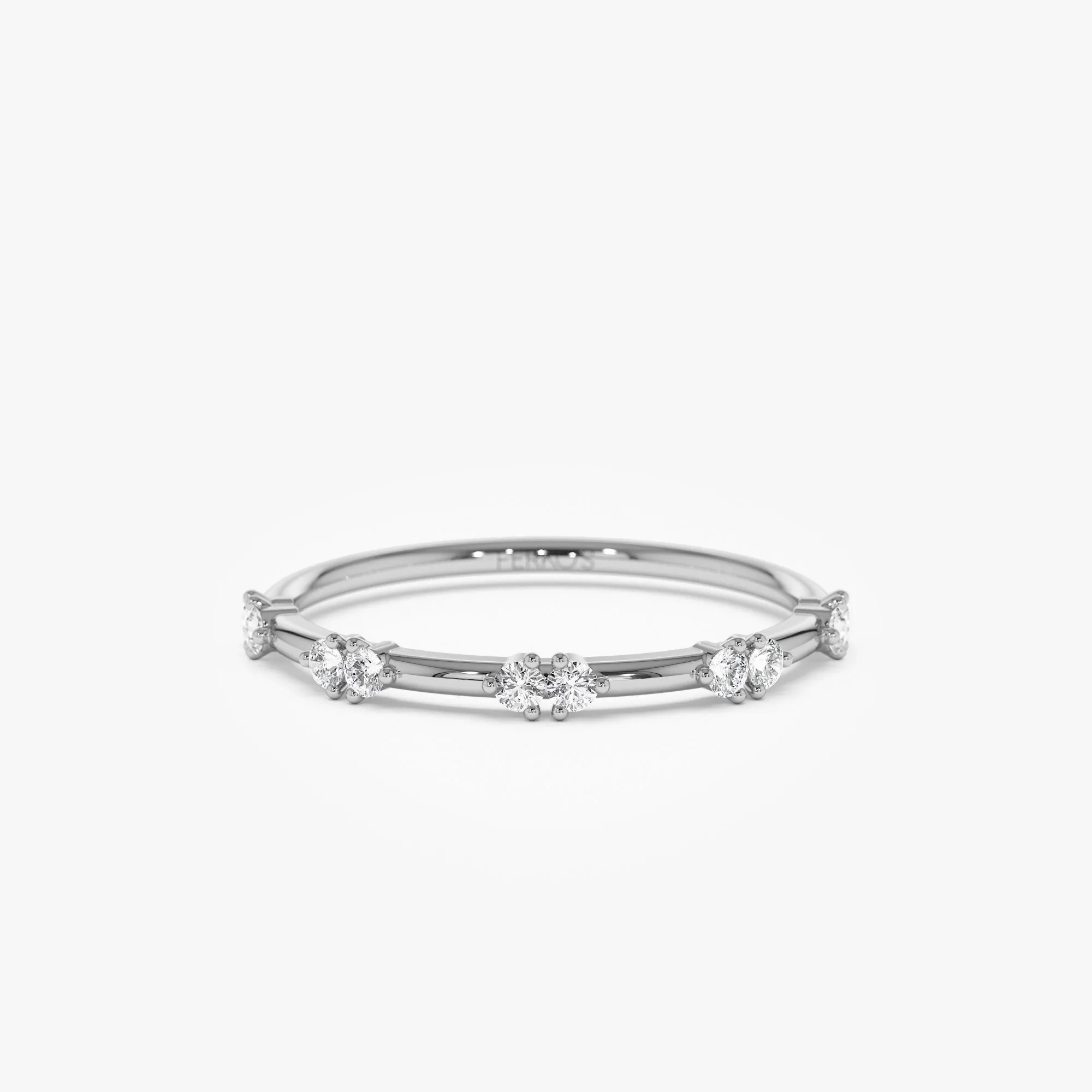 14k Dainty Stacking Diamond Wedding Band