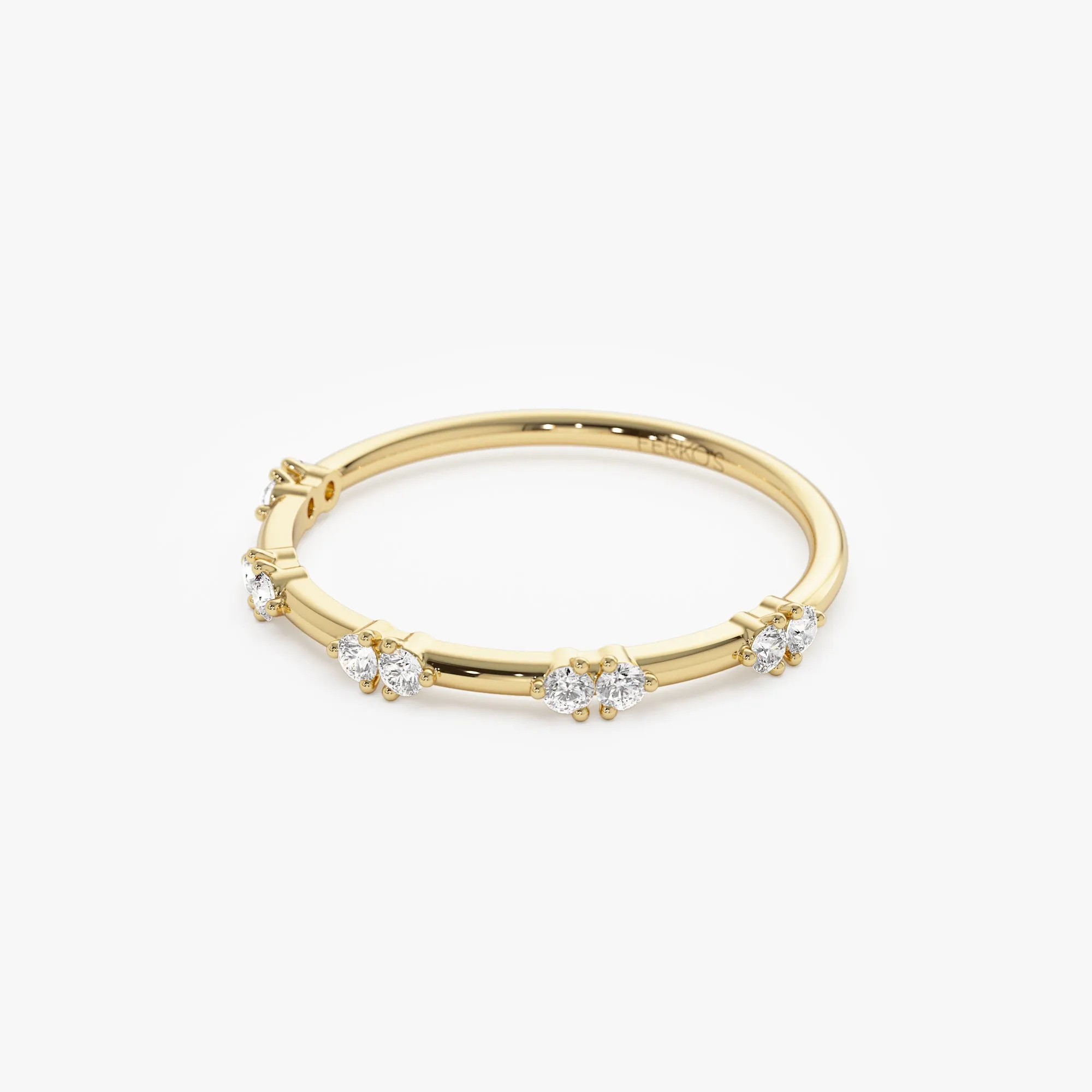 14k Dainty Stacking Diamond Wedding Band