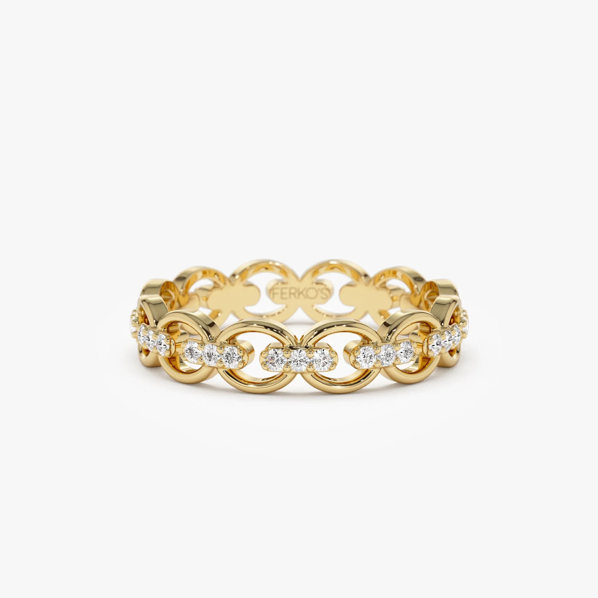 14k Gold Full Eternity Diamond Link Ring