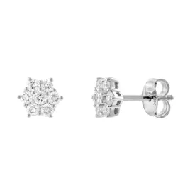 18ct White Gold 0.48ct Diamond Flower Cluster Stud Earrings