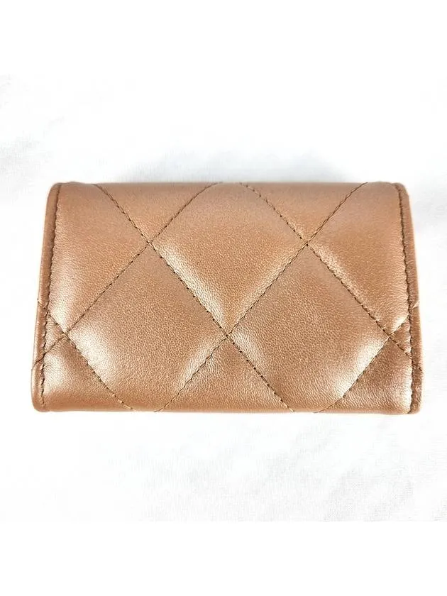 19 Snap card wallet lambskin dark beige gold AP1790
