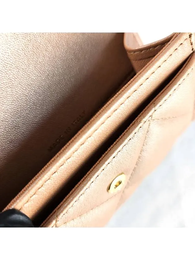 19 Snap card wallet lambskin dark beige gold AP1790