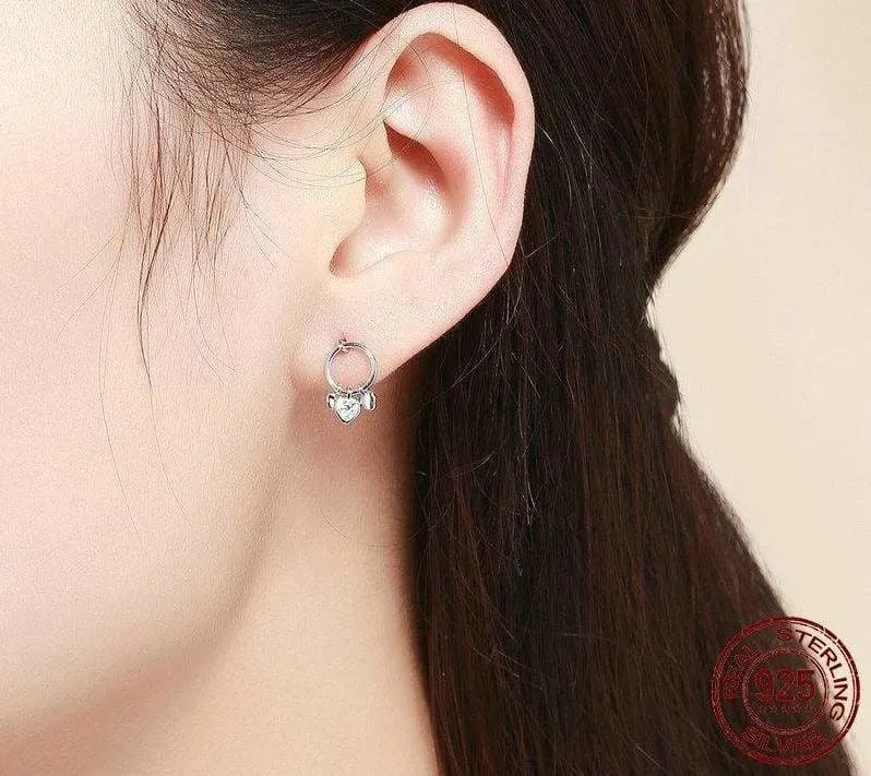925 Sterling  Heart to Heart Silver Stud Silver Stud Earrings