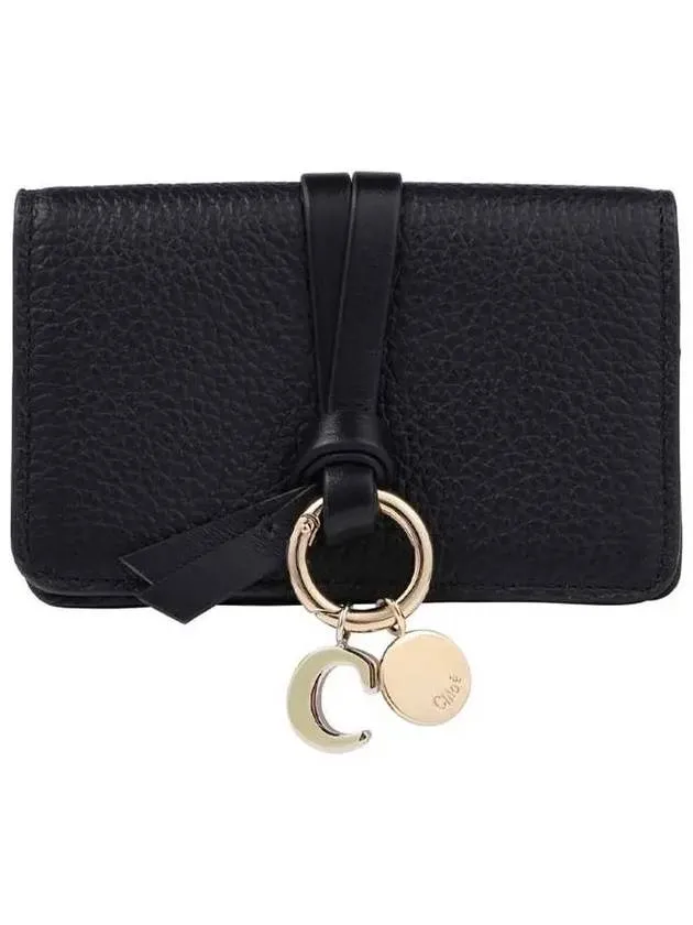 Alphabet Leather Flap Card Wallet Black