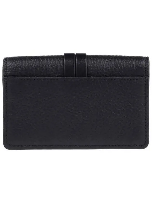 Alphabet Leather Flap Card Wallet Black