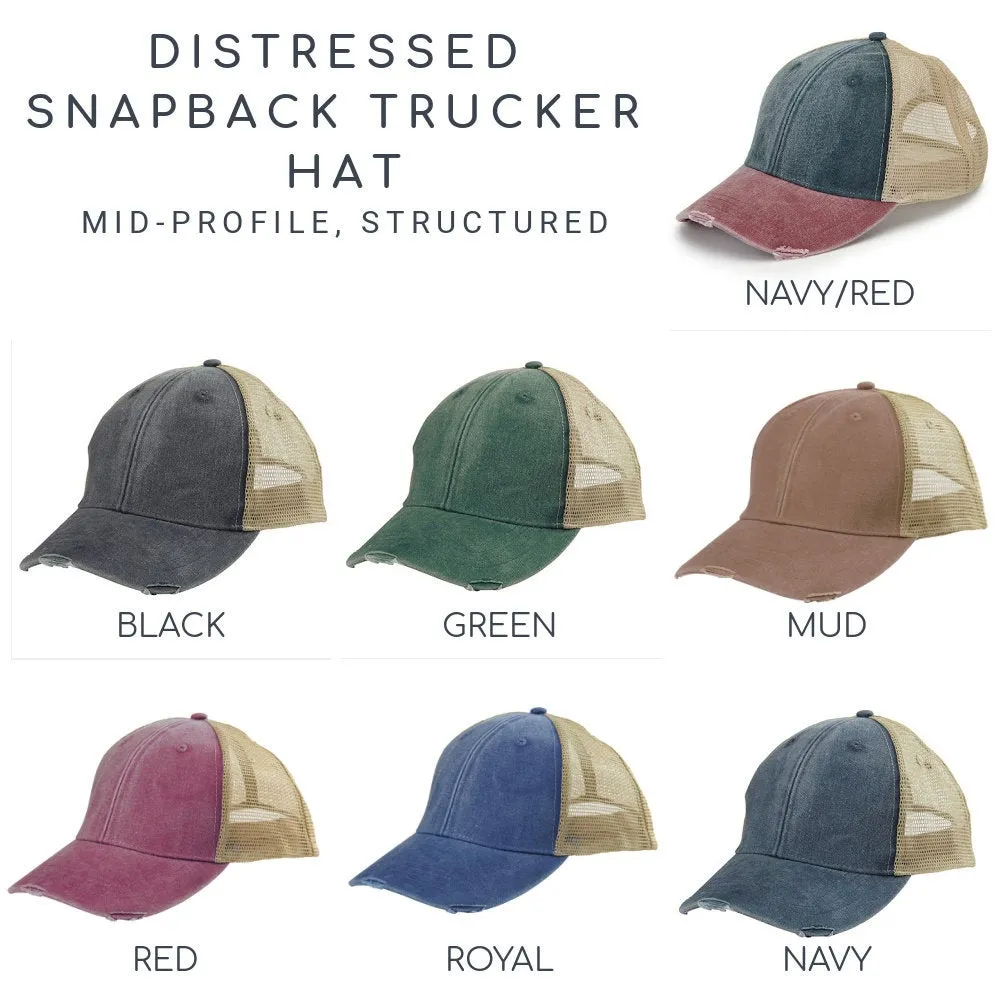 California Hat - Distressed Snapback Trucker Hat - California State Outline - Many Colors Available