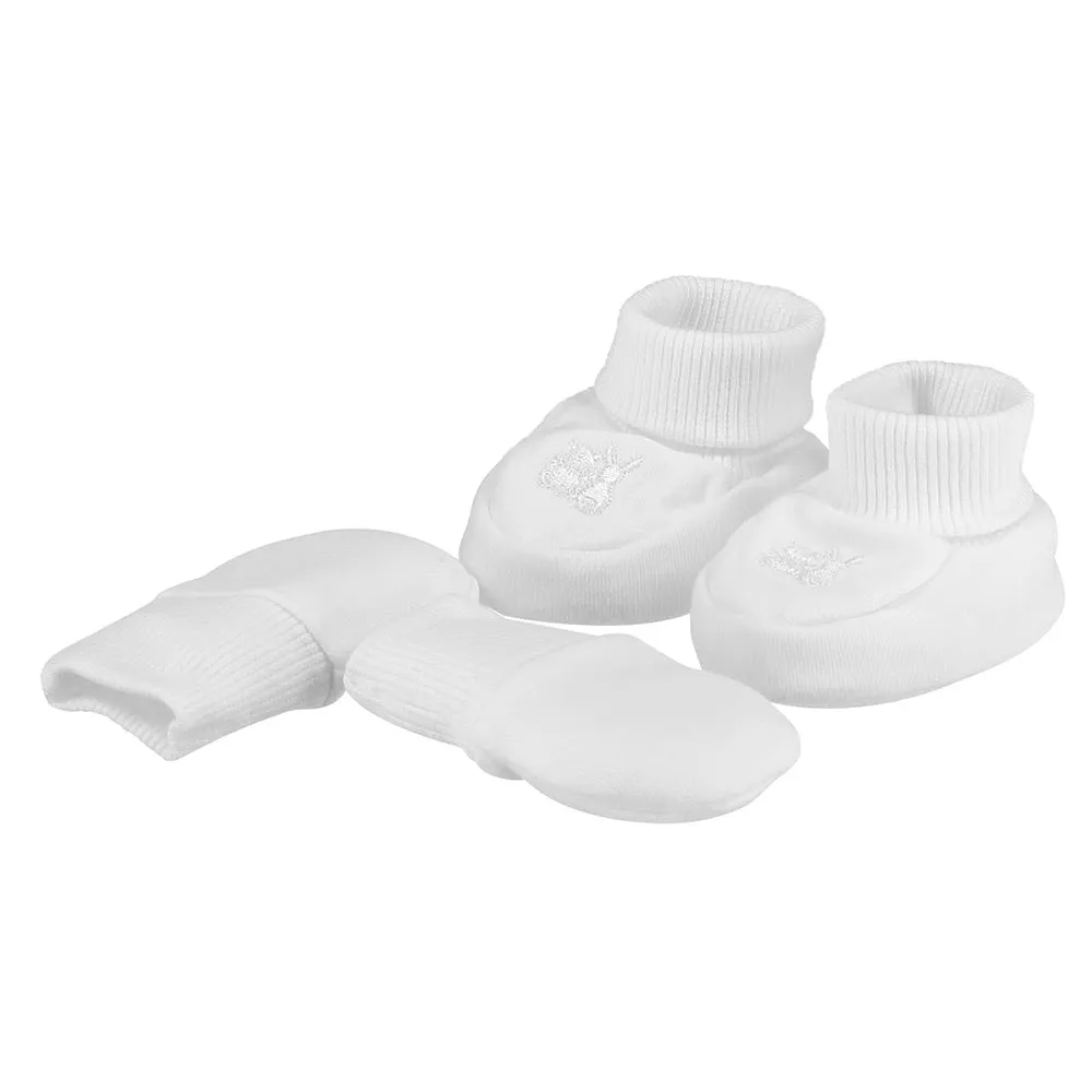 Emile et Rose - Baby Hat, Mitt & Bootie Gift Set, Nox WHITE