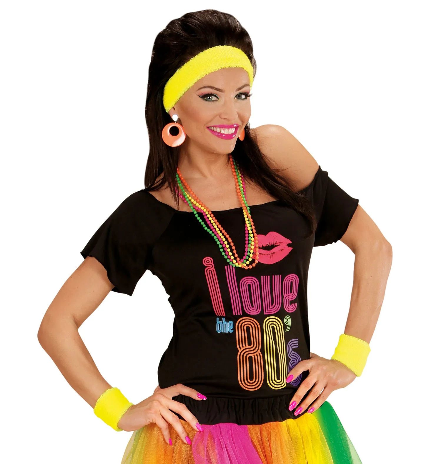 Neon Yellow 80's Sweatband and Wristbands