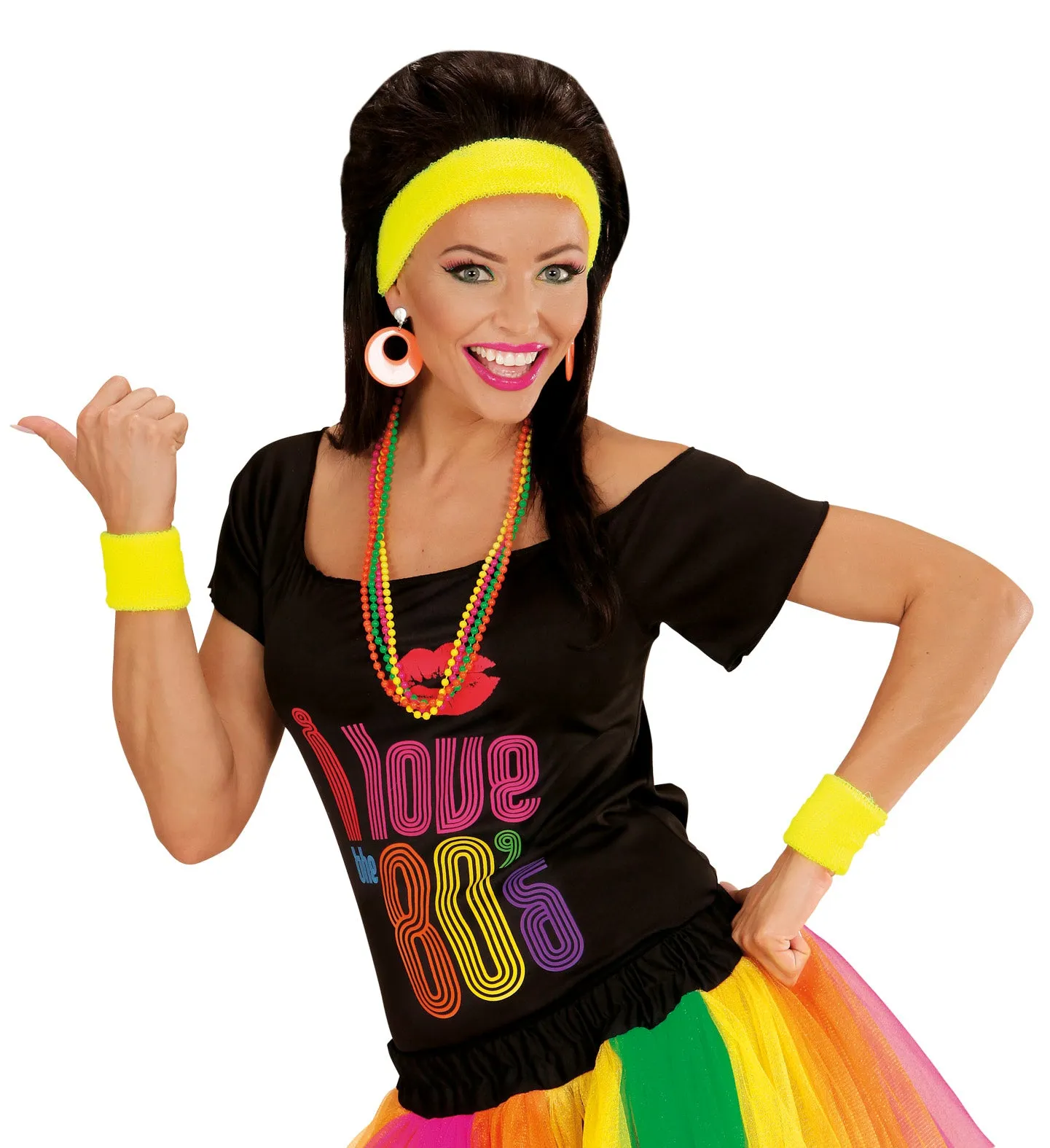 Neon Yellow 80's Sweatband and Wristbands
