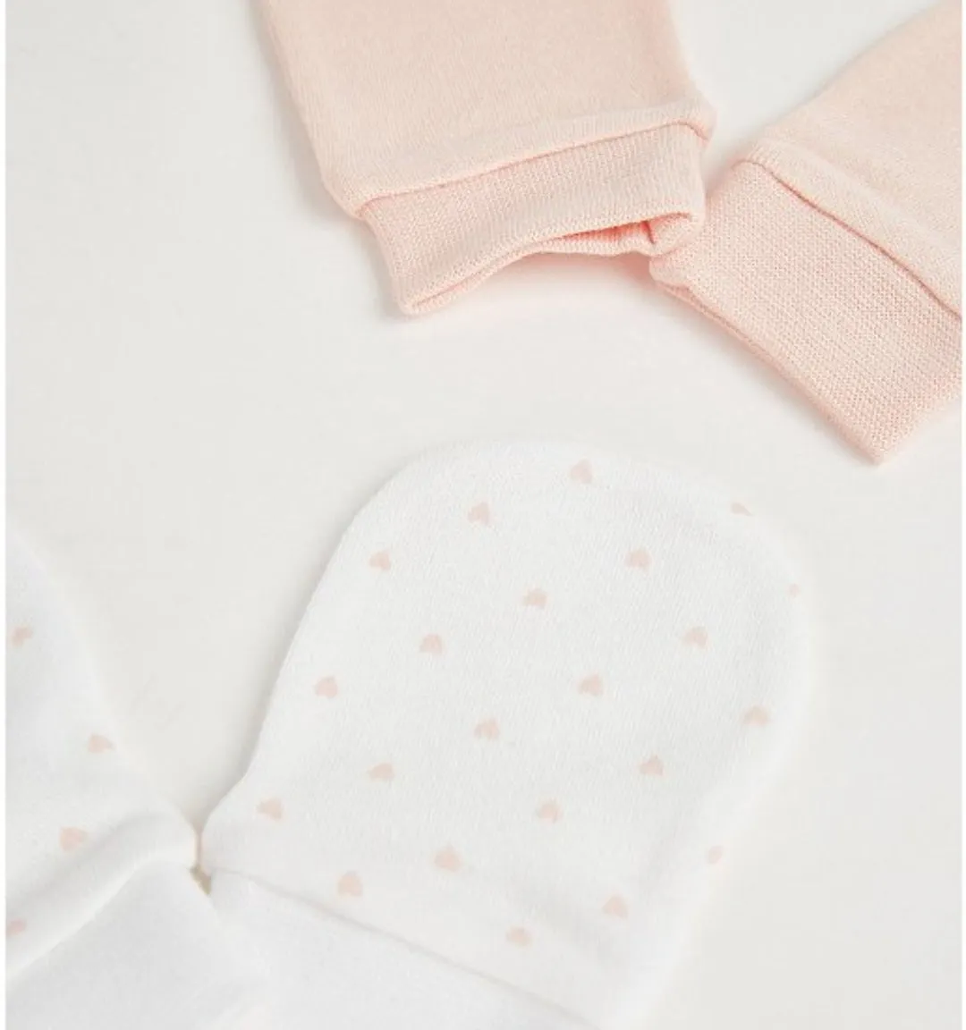 Pink Heart Print Scratch Mittens 4 Pack