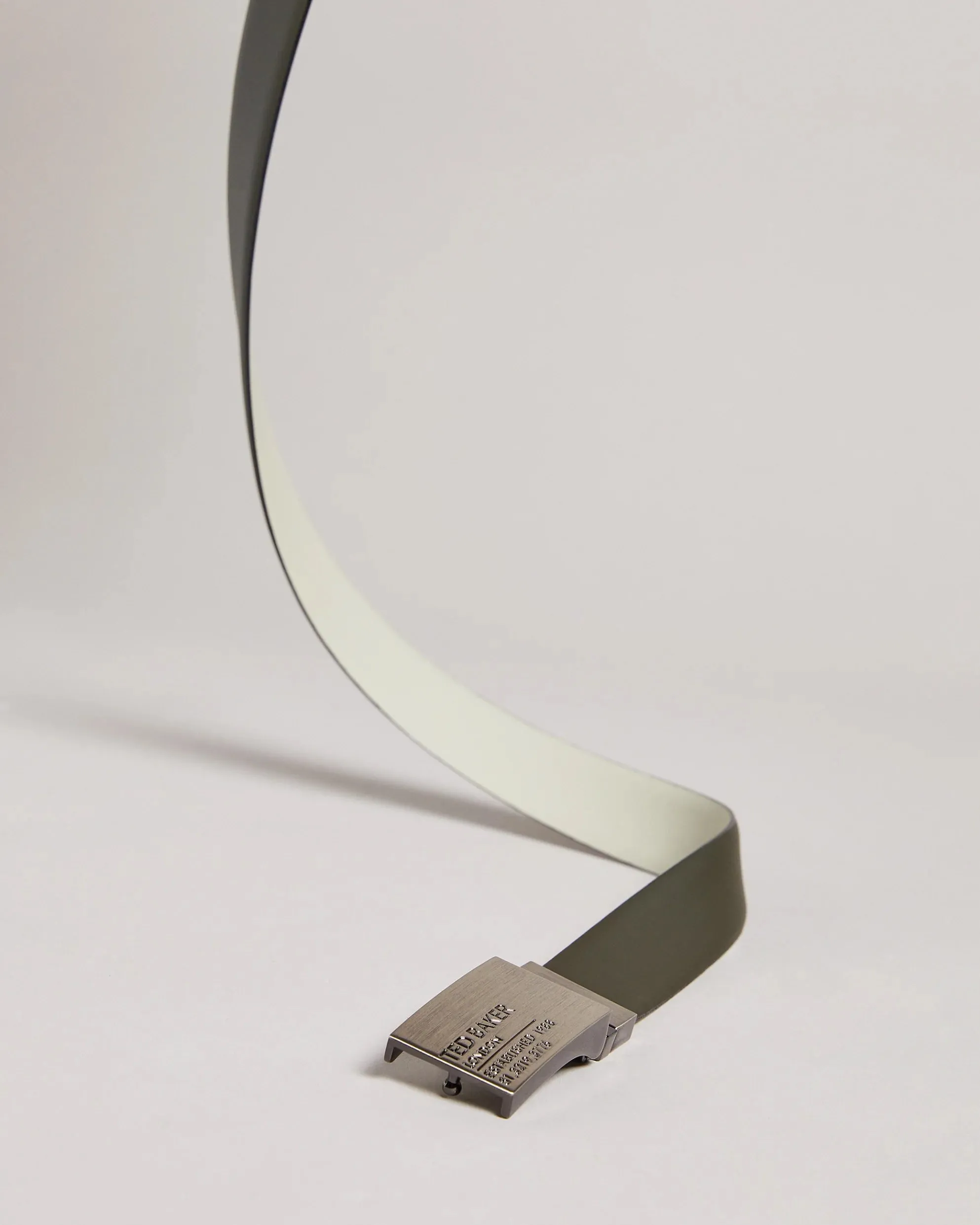 Reversible Plate Leather Belt - Khaki