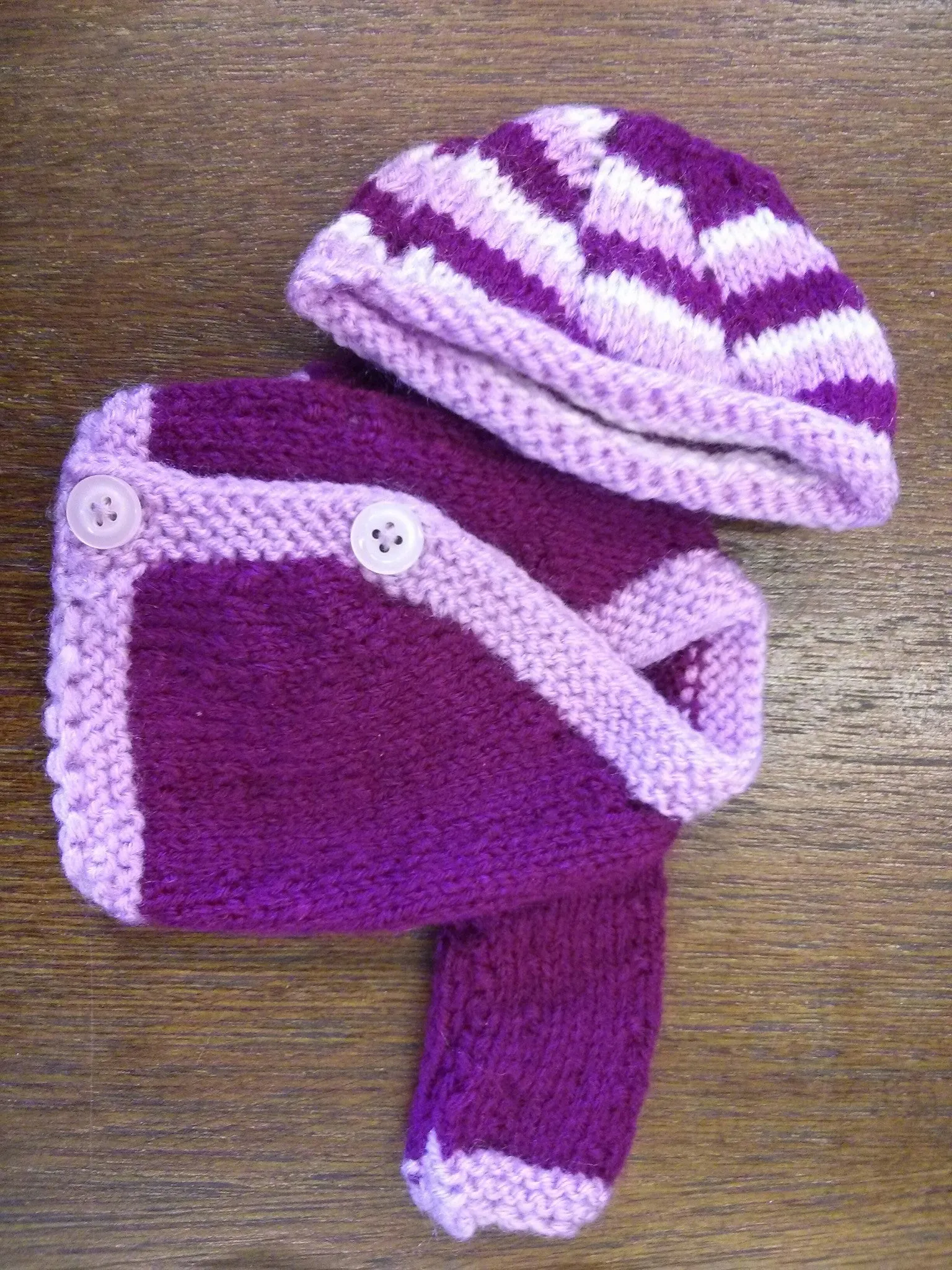Small Doll Knitted Jacket and Beanie