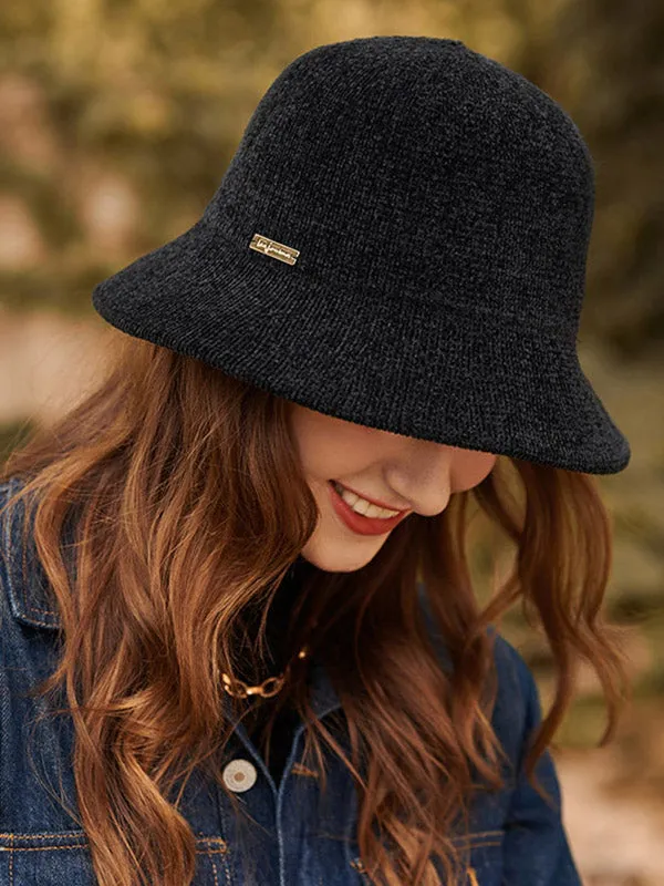 Stylish Selection Chenille Knitting Solid Color Bucket Hat