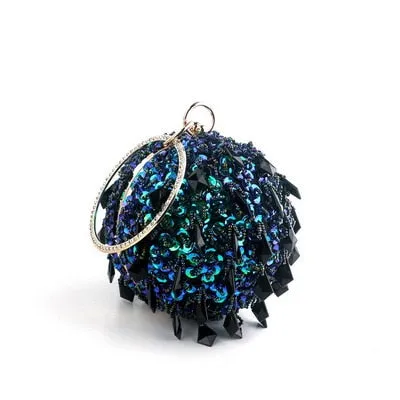 TEEK - Ball Tassel Crystal Wristlet Clutches