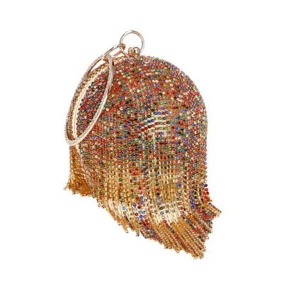 TEEK - Ball Tassel Crystal Wristlet Clutches