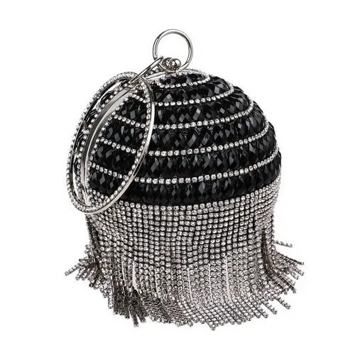 TEEK - Ball Tassel Crystal Wristlet Clutches