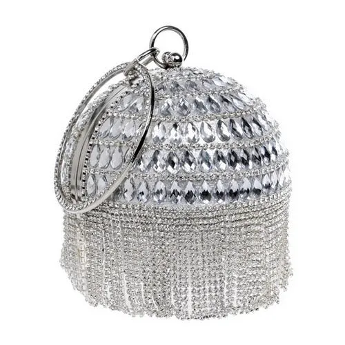 TEEK - Ball Tassel Crystal Wristlet Clutches