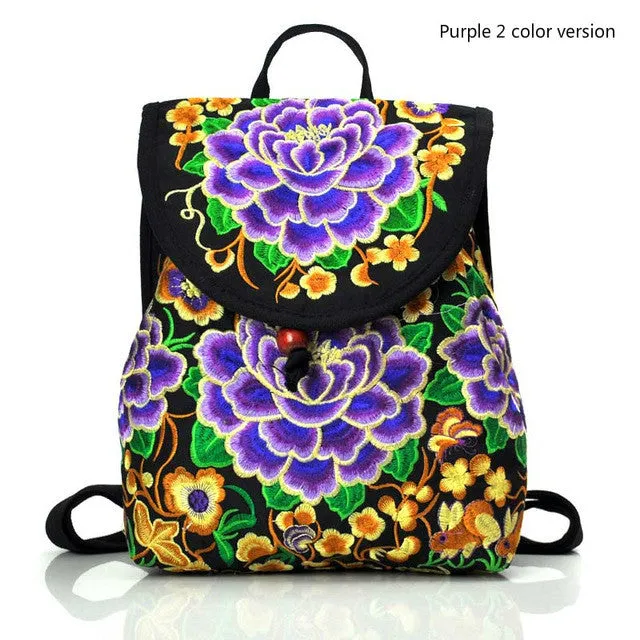 WALLIKE brand Lady New Embroidery Unique Nice School Bag Ethinic Travel Rucksack Shoulder Bags Women National Style Backpack